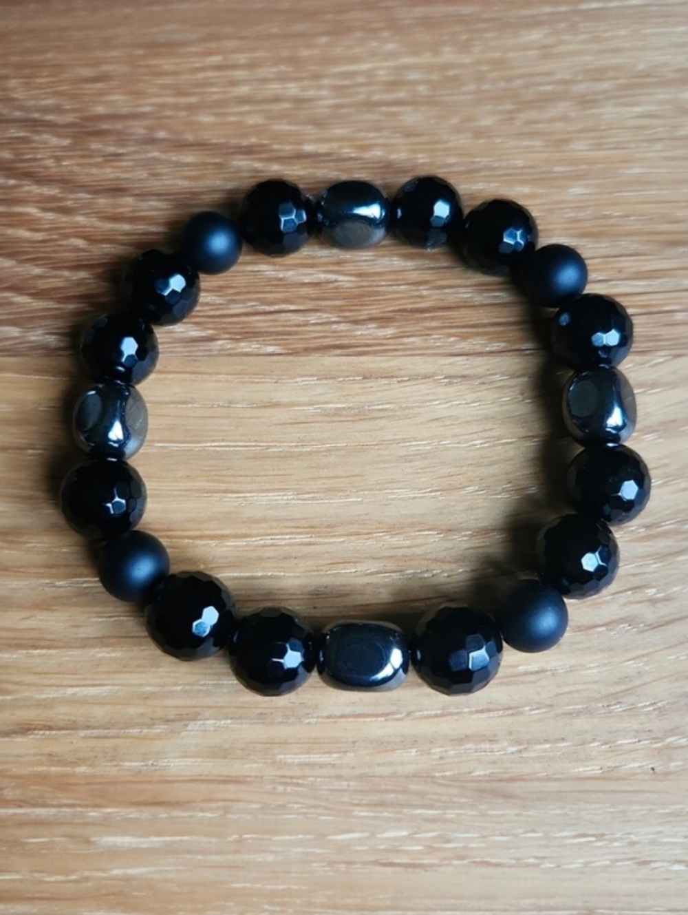 Black Onyx Beads Stretch Bracelet | Handmade